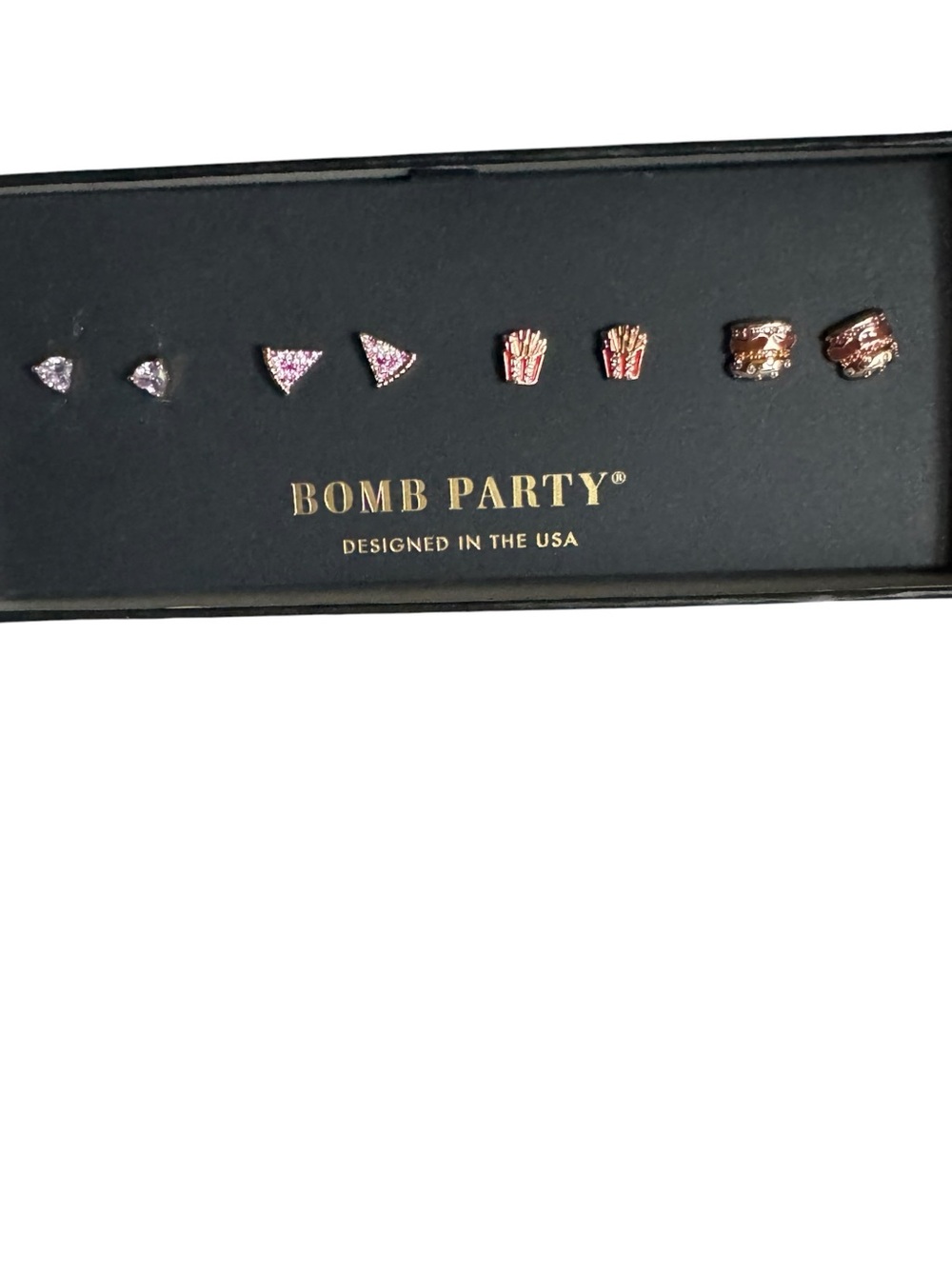 Bomb Party Rose Snack Stud Earring Set NIB